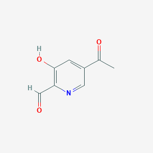 molecular formula C8H7NO3 B14838394 5-Acetyl-3-hydroxypyridine-2-carbaldehyde 