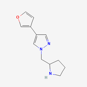 molecular formula C12H15N3O B1483842 4-(furan-3-yl)-1-(pyrrolidin-2-ylmethyl)-1H-pyrazole CAS No. 2098131-33-8