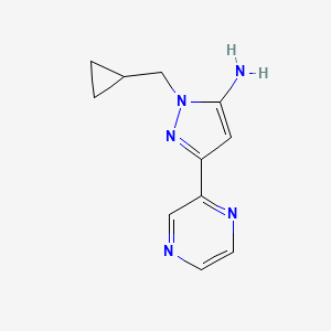 molecular formula C11H13N5 B1483850 1-(cyclopropylmethyl)-3-(pyrazin-2-yl)-1H-pyrazol-5-amine CAS No. 2098047-68-6