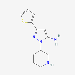 molecular formula C12H16N4S B1483851 1-(piperidin-3-yl)-3-(thiophen-2-yl)-1H-pyrazol-5-amine CAS No. 2098136-37-7