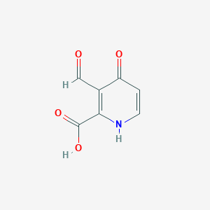 molecular formula C7H5NO4 B14838515 3-Formyl-4-hydroxypyridine-2-carboxylic acid 