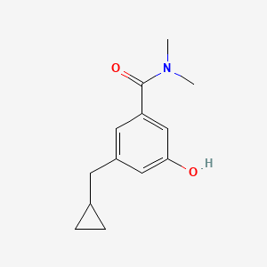 molecular formula C13H17NO2 B14838520 3-(Cyclopropylmethyl)-5-hydroxy-N,N-dimethylbenzamide 