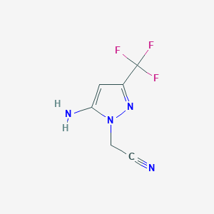 molecular formula C6H5F3N4 B1483869 2-(5-amino-3-(trifluoromethyl)-1H-pyrazol-1-yl)acetonitrile CAS No. 2090574-52-8
