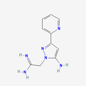 molecular formula C10H12N6 B1483870 2-(5-アミノ-3-(ピリジン-2-イル)-1H-ピラゾール-1-イル)アセトイミドアミド CAS No. 2091121-99-0