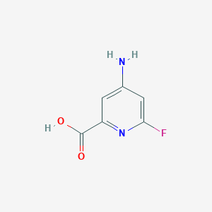 molecular formula C6H5FN2O2 B14838773 4-Amino-6-fluoropicolinic acid 