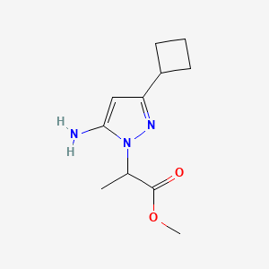 molecular formula C11H17N3O2 B1483883 methyl 2-(5-amino-3-cyclobutyl-1H-pyrazol-1-yl)propanoate CAS No. 2097987-58-9
