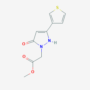 molecular formula C10H10N2O3S B1483900 methyl 2-(5-hydroxy-3-(thiophen-3-yl)-1H-pyrazol-1-yl)acetate CAS No. 2097952-89-9