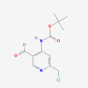 molecular formula C12H15ClN2O3 B14839015 Tert-butyl 2-(chloromethyl)-5-formylpyridin-4-ylcarbamate 