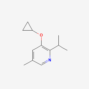 molecular formula C12H17NO B14839077 3-Cyclopropoxy-2-isopropyl-5-methylpyridine 