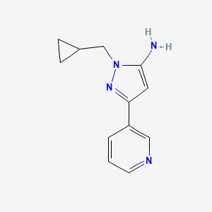 molecular formula C12H14N4 B1483915 1-(环丙基甲基)-3-(吡啶-3-基)-1H-吡唑-5-胺 CAS No. 2098140-43-1