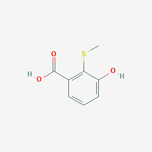 molecular formula C8H8O3S B14839152 3-Hydroxy-2-(methylthio)benzoic acid 