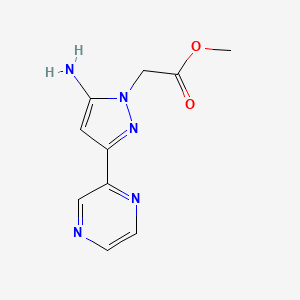methyl 2-(5-amino-3-(pyrazin-2-yl)-1H-pyrazol-1-yl)acetate