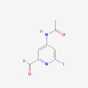 molecular formula C8H7IN2O2 B14839215 N-(2-Formyl-6-iodopyridin-4-YL)acetamide 