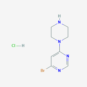 molecular formula C8H12BrClN4 B14839216 4-Bromo-6-(piperazin-1-YL)pyrimidine hydrochloride 