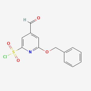 molecular formula C13H10ClNO4S B14839224 6-(Benzyloxy)-4-formylpyridine-2-sulfonyl chloride 