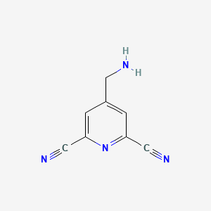 molecular formula C8H6N4 B14839275 4-(Aminomethyl)pyridine-2,6-dicarbonitrile 