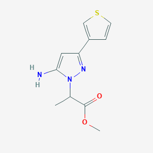 molecular formula C11H13N3O2S B1483931 methyl 2-(5-amino-3-(thiophen-3-yl)-1H-pyrazol-1-yl)propanoate CAS No. 2098139-26-3