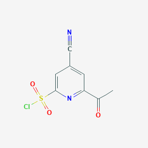 molecular formula C8H5ClN2O3S B14839327 6-Acetyl-4-cyanopyridine-2-sulfonyl chloride 