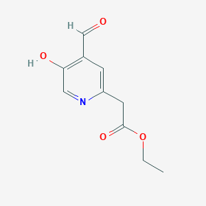 molecular formula C10H11NO4 B14839334 Ethyl (4-formyl-5-hydroxypyridin-2-YL)acetate 