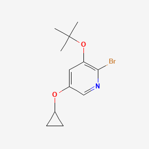 molecular formula C12H16BrNO2 B14839345 2-Bromo-3-tert-butoxy-5-cyclopropoxypyridine 