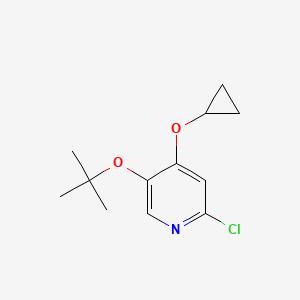 molecular formula C12H16ClNO2 B14839372 5-Tert-butoxy-2-chloro-4-cyclopropoxypyridine 