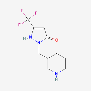 molecular formula C10H14F3N3O B1483954 1-(piperidin-3-ylmethyl)-3-(trifluoromethyl)-1H-pyrazol-5-ol CAS No. 2098050-66-7