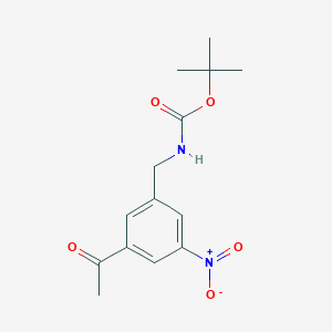 molecular formula C14H18N2O5 B14839578 Tert-butyl 3-acetyl-5-nitrobenzylcarbamate 