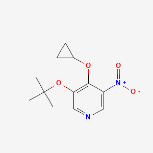 molecular formula C12H16N2O4 B14839640 3-Tert-butoxy-4-cyclopropoxy-5-nitropyridine 