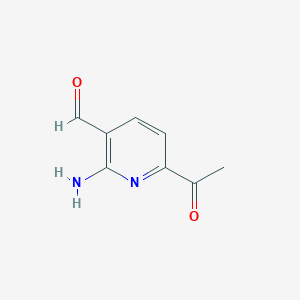 molecular formula C8H8N2O2 B14839649 6-Acetyl-2-aminonicotinaldehyde 