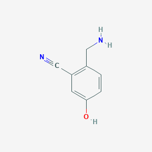 molecular formula C8H8N2O B14839651 2-(Aminomethyl)-5-hydroxybenzonitrile 