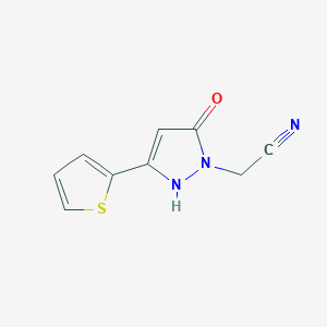 molecular formula C9H7N3OS B1483969 2-(5-hydroxy-3-(thiophen-2-yl)-1H-pyrazol-1-yl)acetonitrile CAS No. 2091617-36-4