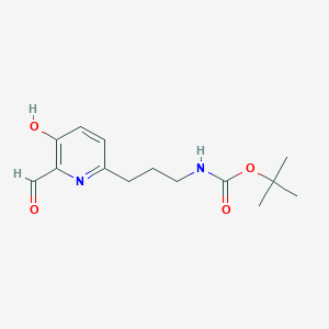 molecular formula C14H20N2O4 B14839717 Tert-butyl 3-(6-formyl-5-hydroxypyridin-2-YL)propylcarbamate 