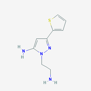 molecular formula C9H12N4S B1483975 1-(2-aminoethyl)-3-(thiophen-2-yl)-1H-pyrazol-5-amine CAS No. 2098048-01-0