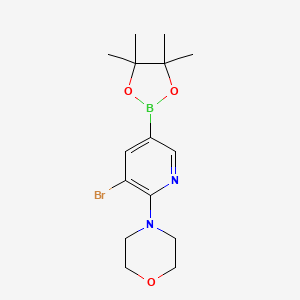 molecular formula C15H22BBrN2O3 B14839908 4-(3-Bromo-5-(4,4,5,5-tetramethyl-1,3,2-dioxaborolan-2-YL)pyridin-2-YL)morpholine 