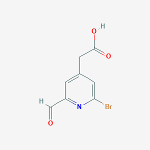 molecular formula C8H6BrNO3 B14839939 (2-Bromo-6-formylpyridin-4-YL)acetic acid 