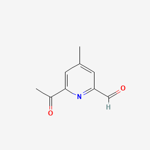 molecular formula C9H9NO2 B14839951 6-Acetyl-4-methylpyridine-2-carbaldehyde 