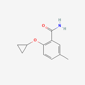 molecular formula C11H13NO2 B14840011 2-Cyclopropoxy-5-methylbenzamide 