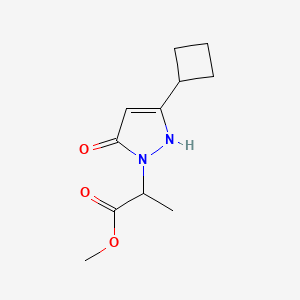 molecular formula C11H16N2O3 B1484002 methyl 2-(3-cyclobutyl-5-hydroxy-1H-pyrazol-1-yl)propanoate CAS No. 2098050-64-5