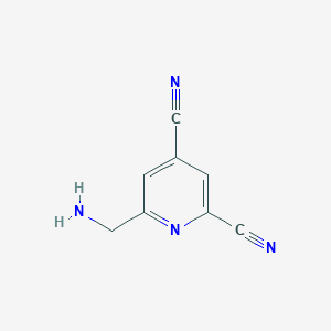 molecular formula C8H6N4 B14840098 6-(Aminomethyl)pyridine-2,4-dicarbonitrile 