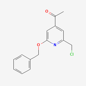 molecular formula C15H14ClNO2 B14840177 1-[2-(Benzyloxy)-6-(chloromethyl)pyridin-4-YL]ethanone 