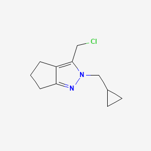 molecular formula C11H15ClN2 B1484025 3-(Chloromethyl)-2-(cyclopropylmethyl)-2,4,5,6-tetrahydrocyclopenta[c]pyrazole CAS No. 2091637-70-4