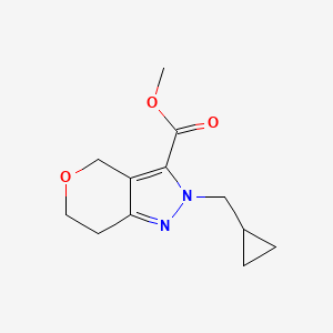 molecular formula C12H16N2O3 B1484029 Methyl 2-(cyclopropylmethyl)-2,4,6,7-tetrahydropyrano[4,3-c]pyrazole-3-carboxylate CAS No. 2098140-83-9