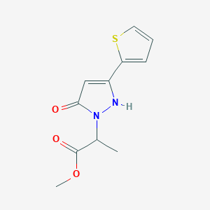 molecular formula C11H12N2O3S B1484033 methyl 2-(5-hydroxy-3-(thiophen-2-yl)-1H-pyrazol-1-yl)propanoate CAS No. 2098020-49-4