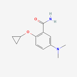 molecular formula C12H16N2O2 B14840335 2-Cyclopropoxy-5-(dimethylamino)benzamide 