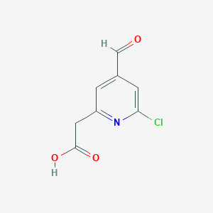 molecular formula C8H6ClNO3 B14840346 (6-Chloro-4-formylpyridin-2-YL)acetic acid 