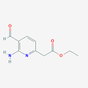 molecular formula C10H12N2O3 B14840551 Ethyl (6-amino-5-formylpyridin-2-YL)acetate 