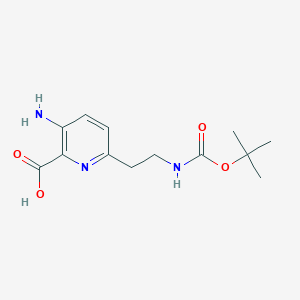 molecular formula C13H19N3O4 B14840627 3-Amino-6-[2-[(tert-butoxycarbonyl)amino]ethyl]pyridine-2-carboxylic acid 