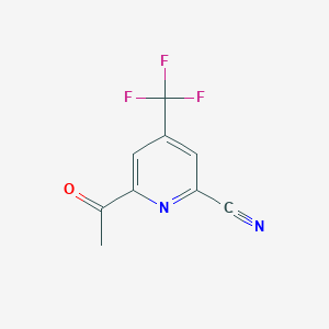 molecular formula C9H5F3N2O B14840648 6-Acetyl-4-(trifluoromethyl)pyridine-2-carbonitrile 