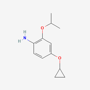 molecular formula C12H17NO2 B14840676 4-Cyclopropoxy-2-isopropoxyaniline 