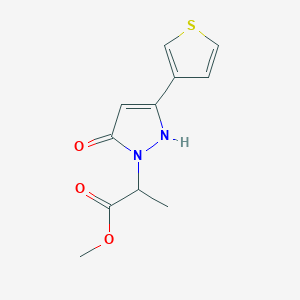 molecular formula C11H12N2O3S B1484068 methyl 2-(5-hydroxy-3-(thiophen-3-yl)-1H-pyrazol-1-yl)propanoate CAS No. 2098090-25-4